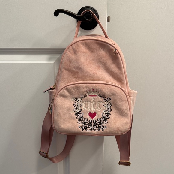 Juicy Couture Handbags - Juicy Couture Blush Pink Velvet Velour backpack bag